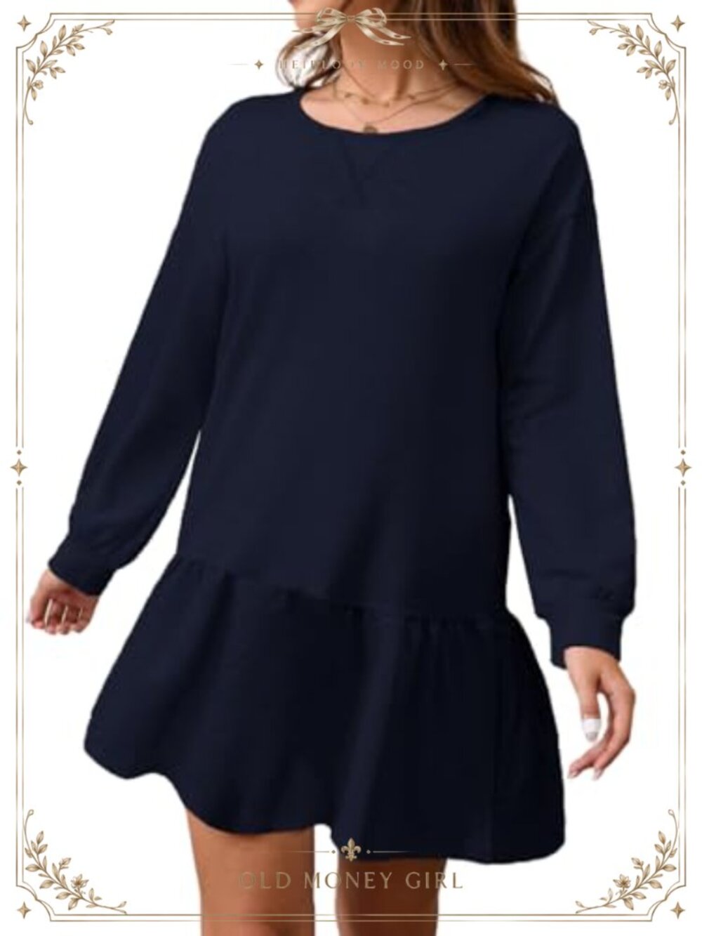 Oversized Sweatshirt Dress Long Sleeve Crew Neck Mini A-Line Pullover